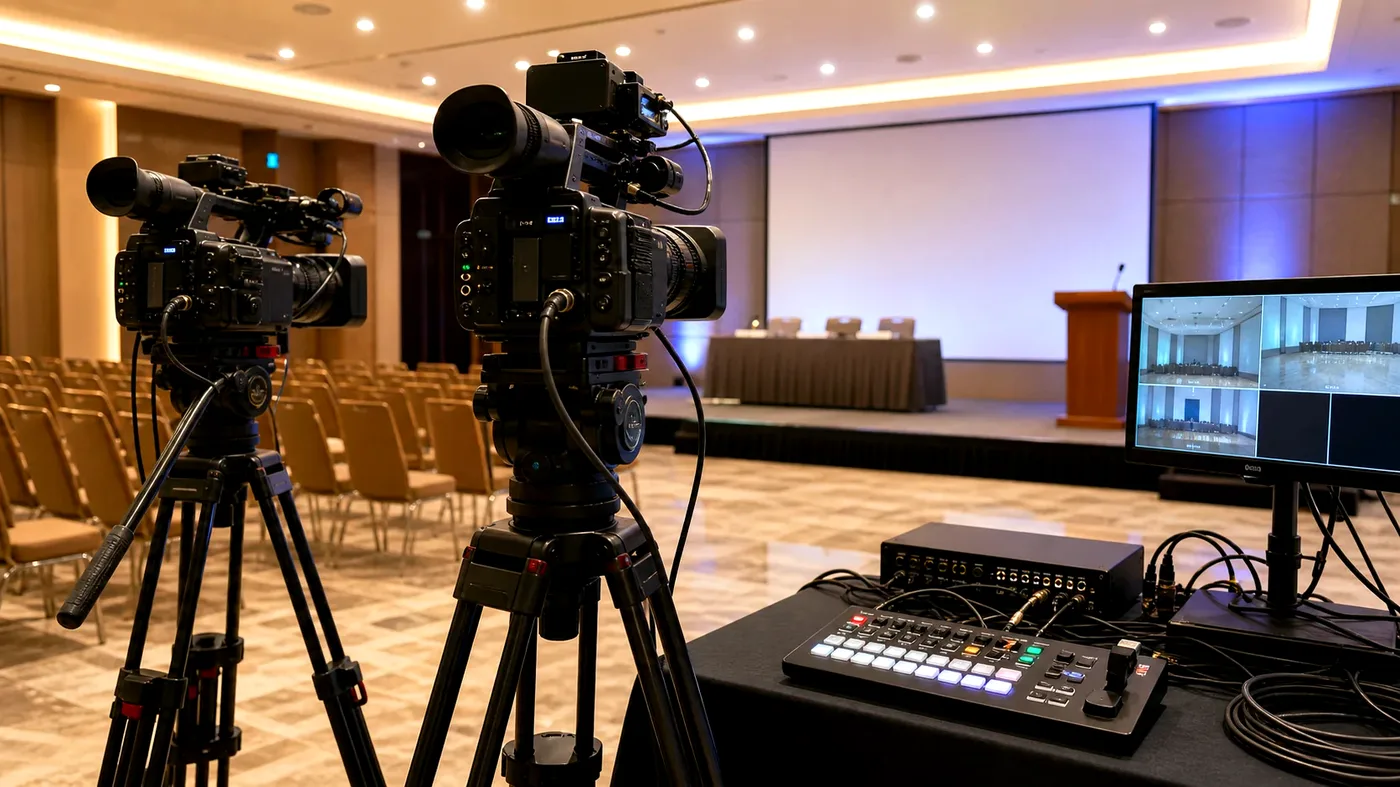 Montaje de cámaras y realización multicámara en una sala de eventos